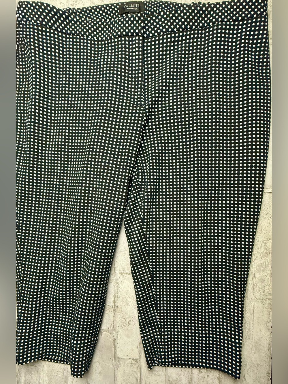 Talbots Seersucker Crop Pants Black White Polka Dots NEW NWOT 20 WP😍